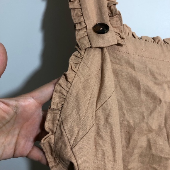 NWT Topshop Linen Jumper Mini Dress Tan 2 - Picture 3 of 9